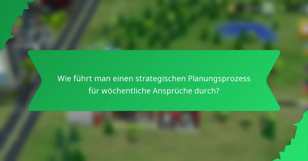 Wie führt man einen strategischen Planungsprozess für wöchentliche Ansprüche durch?